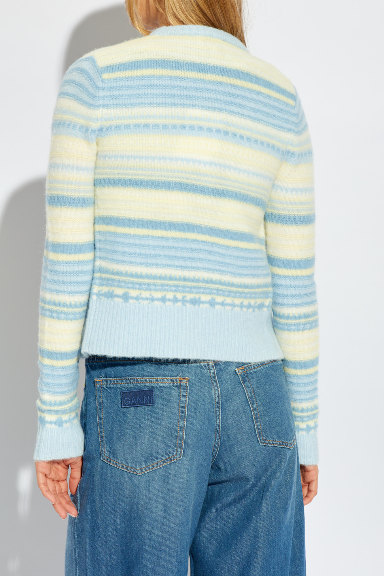 Light blue Sweater with a pattern Ganni Vitkac Canada